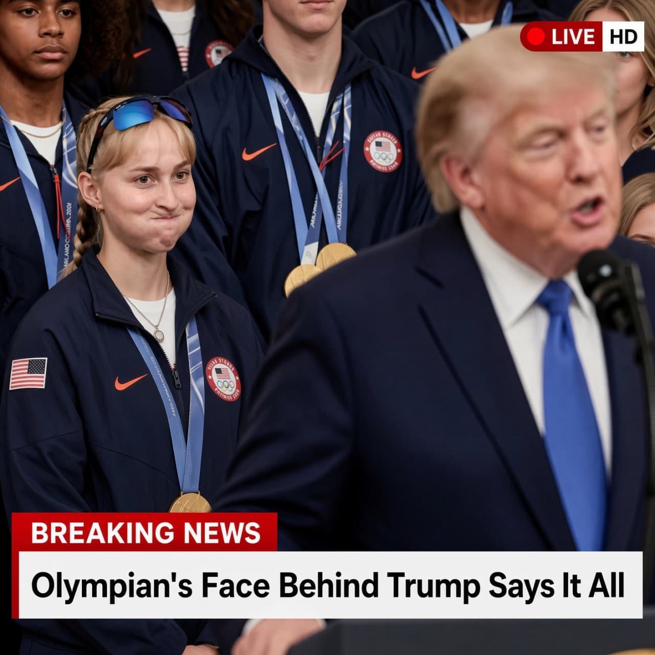 BREAKING: Olympian’s Face Behind Trump Says It All